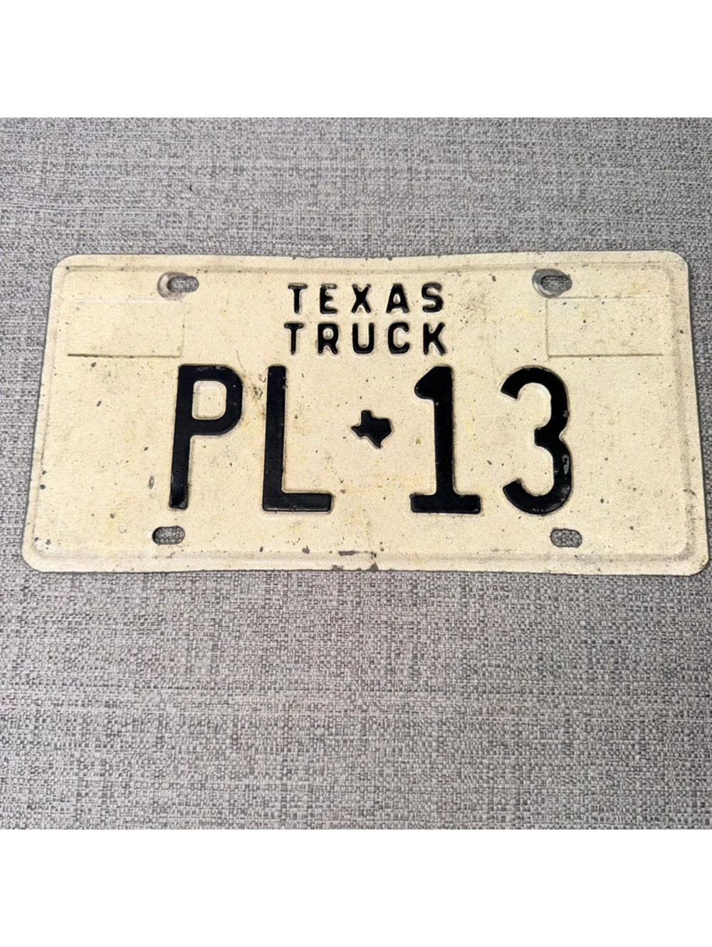 Vintage Texas Truck License Plate PL 13 Black White Lone Star Farm Ranch Decor